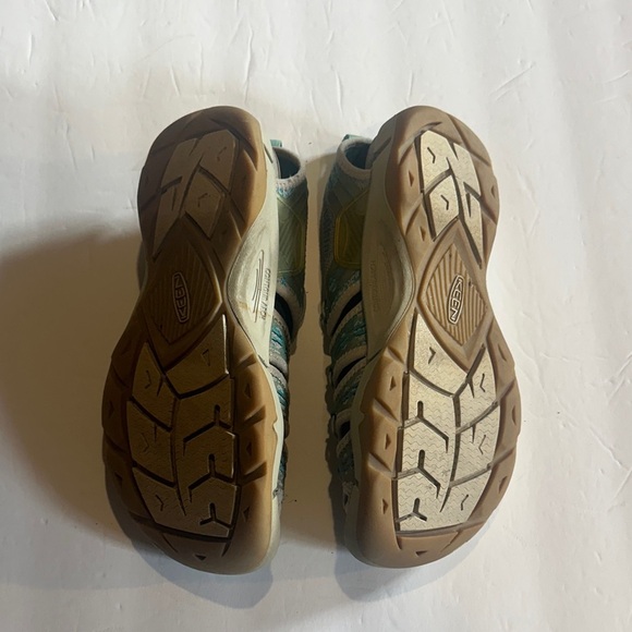 Keen cushion arch Teal Gray and green tones Hiking Sandals w bungee cord pull - Picture 6 of 8